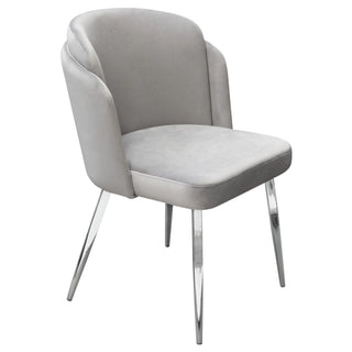 Grace Dining Chairs with Chrome Legs, Grey Velvet - Pack of 2