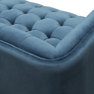 Hollywood Tufted Sofa in Royal Blue Velvet with Metal Leg