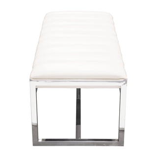 Bardot White Leatherette and Stainless Steel Bench