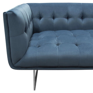 Hollywood Tufted Sofa in Royal Blue Velvet with Metal Leg