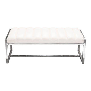 Bardot White Leatherette and Stainless Steel Bench