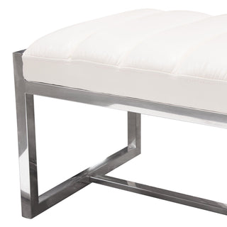 Bardot White Leatherette and Stainless Steel Bench