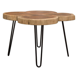 Joss Natural Acacia One of a Kind Live Edge Square Cocktail Table w/ Black Hairpin Legs