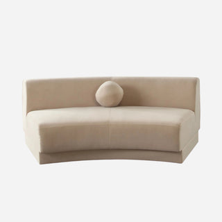 Zelda Curved Armless Sofa in Light Camel Performance Velvet w/ (1) Accent Pillow Ball