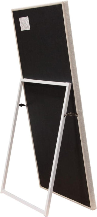 Luxe Free-Standing Mirror with Locking Easel Mechanism in Sand Linen Fabric