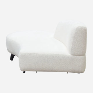 Vesper Curved Armless Left Chaise in Faux White Shearling w/ Black Wood Leg Base