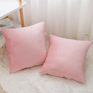 Square Accent Pillows, Blush Pink Velvet - Set of 2