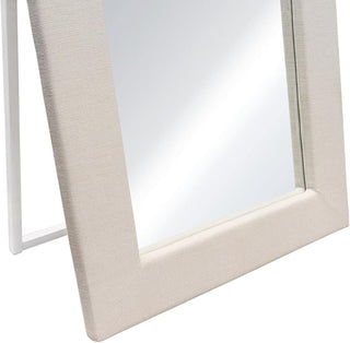 Luxe Free-Standing Mirror with Locking Easel Mechanism in Sand Linen Fabric