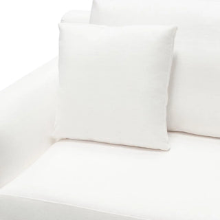 Seattle Loose Back Loveseat in White Linen with Polished Silver Metal Leg