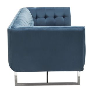 Hollywood Tufted Sofa in Royal Blue Velvet with Metal Leg