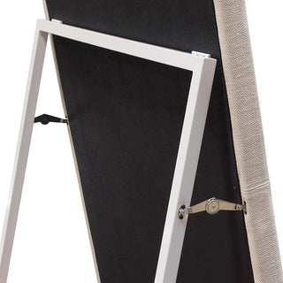 Luxe Free-Standing Mirror with Locking Easel Mechanism in Sand Linen Fabric