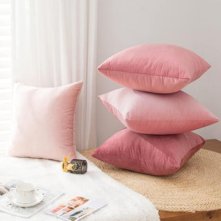 Square Accent Pillows, Blush Pink Velvet - Set of 2