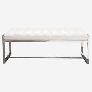 Bardot White Leatherette and Stainless Steel Bench