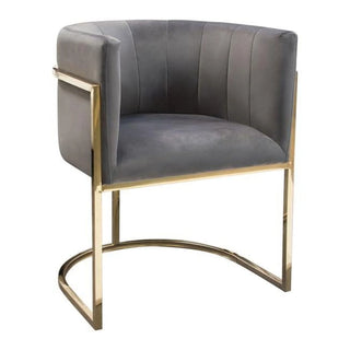 Velvet Pandora Dining Chair with Polished Gold Frame, Grey