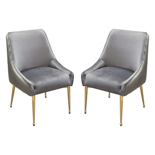 Set of Two Quinn Conference/Dining Chairs Grey Velvet