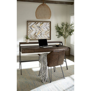 Finch Wood and Metal Secretary Desk in Buckwheat and Antique Bronze