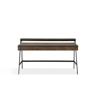 Finch Wood and Metal Secretary Desk in Buckwheat and Antique Bronze
