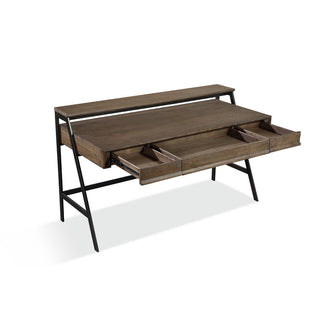 Finch Wood and Metal Secretary Desk in Buckwheat and Antique Bronze