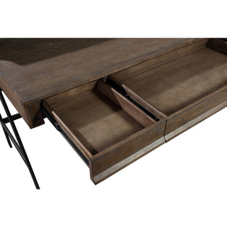 Finch Wood and Metal Secretary Desk in Buckwheat and Antique Bronze