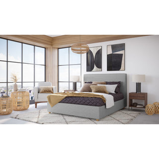 Olivia Upholstered Platform Bed in Pewter