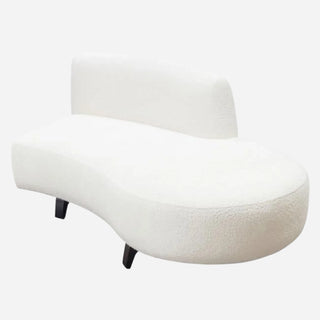 Vesper Curved Armless Right Chaise in Faux White Shearling w/ Black Wood Leg Base