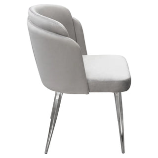Grace Dining Chairs with Chrome Legs, Grey Velvet - Pack of 2