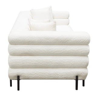 Vox Shearling Sofa with Black Powder Metal Legs, Faux White