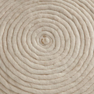 Round Pouf in White Dyed Natural Wool