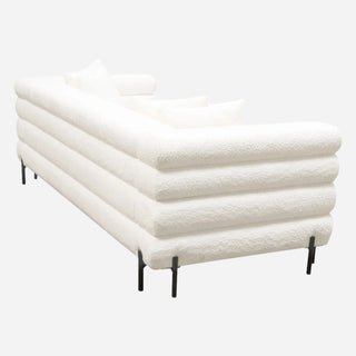 Vox Shearling Sofa with Black Powder Metal Legs, Faux White