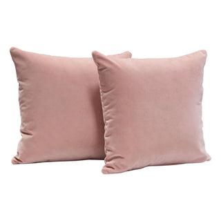 Square Accent Pillows, Blush Pink Velvet - Set of 2