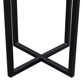 Alex Accent Table with Solid Mango Wood Top with Gold Metal Inlay, Walnut Finish - Large