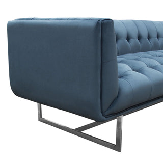 Hollywood Tufted Sofa in Royal Blue Velvet with Metal Leg