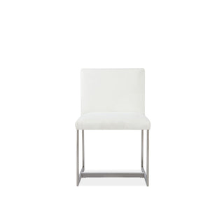 Eliza Upholstered Dining Chair in Pearl and Brushed Stainless Steel