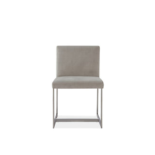 Eliza Upholstered Dining Chair in Dove and Brushed Stainless Steel