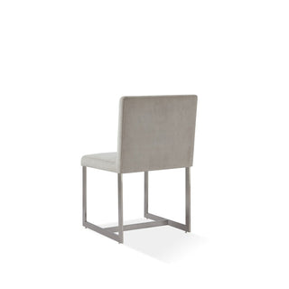 Eliza Upholstered Dining Chair in Dove and Brushed Stainless Steel