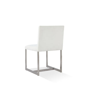 Eliza Upholstered Dining Chair in Pearl and Brushed Stainless Steel