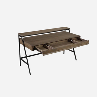 Finch Wood and Metal Secretary Desk in Buckwheat and Antique Bronze