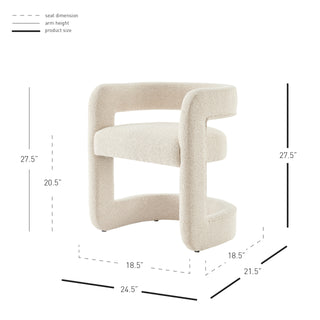 A gray fabric-dining side chair with a cantilevered base and a semicircular backrest. Hight 