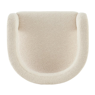 A gray fabric-dining side chair with a cantilevered base and a semicircular backrest.  font site 