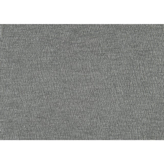 A gray upholstered queen-sized platform bed with a low-profile headboard and footboard, shown with a white mattress on top Full setup and farces  Fabrics . 