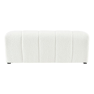 A white faux shearling bench with a channeled pattern and high-density foam padding Font  site  .
