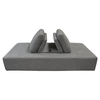 Adjustable Gray Fabric Convertible Sofa Bed with Foldable Back Cushions
