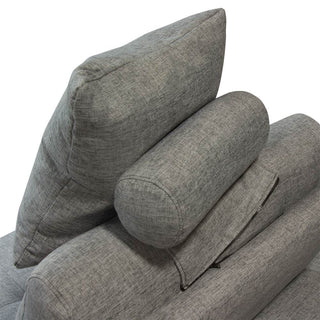 Close-Up Gray Linen Sofa Cushion with Bolster Support Pillow
