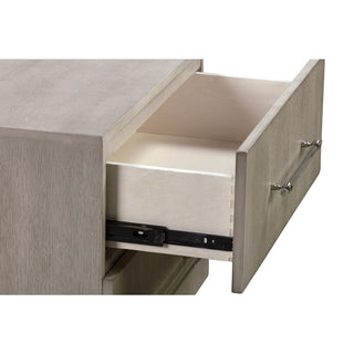 Contemporary Argento nightstand in misty grey by Modus Furniture, featuring a modern silhouette with convenient drawer storage
