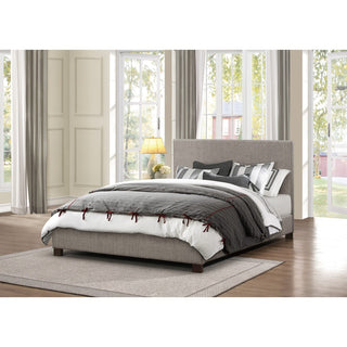 Contemporary Upholstered Platform Bed with Neutral Bedding in Bright Bedroom
