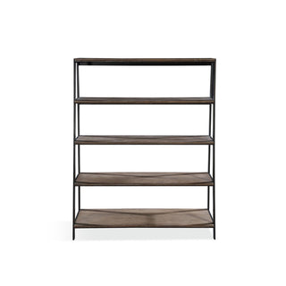 Finch Wood and Metal Etagere Bookcase in Buckwheat and Antique Bronze