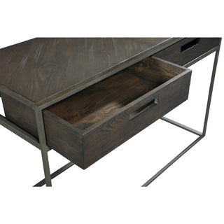 Industrial Wood Console Table Drawer – Open Storage Detail with Metal Frame
