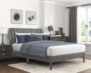 Modern Gray Wood Platform Bed Various Side Angle View
