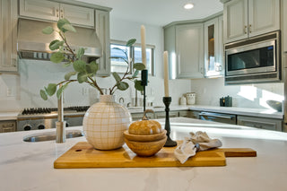 Modern kitchen with decorative elements on a countertop