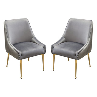 Set of Two Quinn Conference/Dining Chairs Grey Velvet